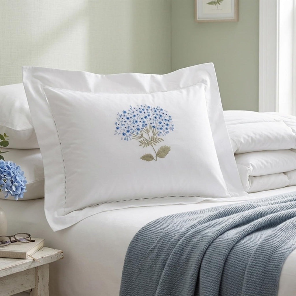 Jacaranda Living Embroidered Boudoir Pillow Cover – Handcrafted Embroidery, Fine Italian Cotton, Decorative Pillow Accent for Bedroom &…