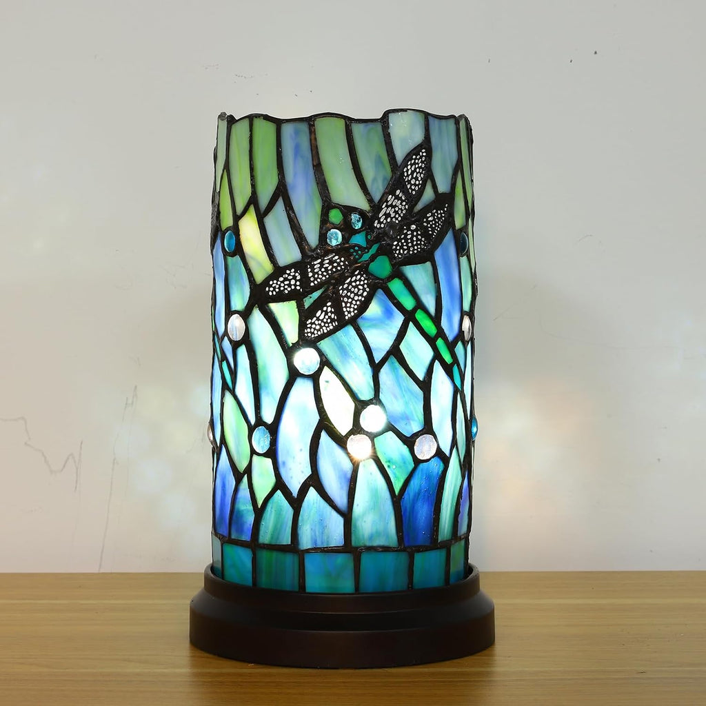 Tiffany Style Table Lamp for Bedroom Baroque Stained Glass Nightstand Bedside Night Lamp Party Light Hand-Made Art Home Deco Christmas…