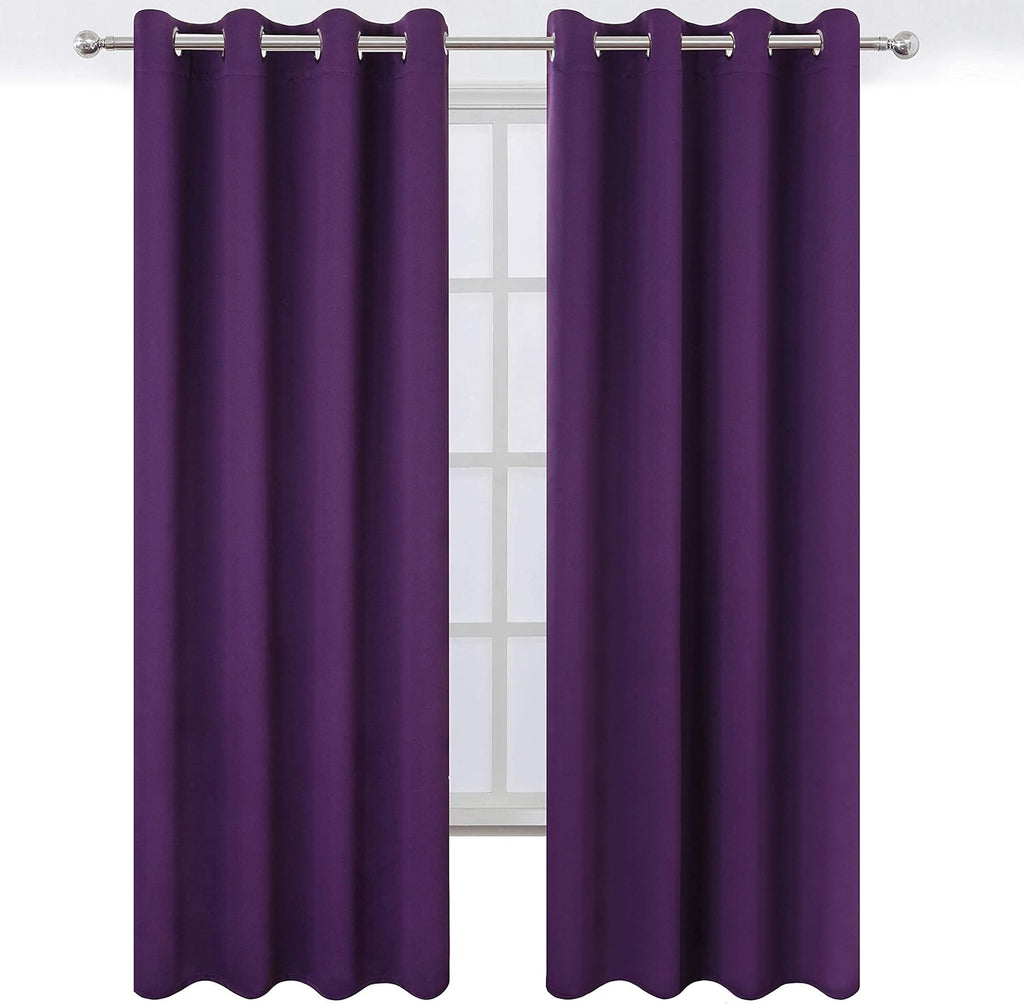 Lemomo Purple Blackout Curtains 52 x 84 Inch Length/Set of 2 Curtain Panels/Thermal Insulated Room Darkening Curtains for Bedroom 84 Inch s…