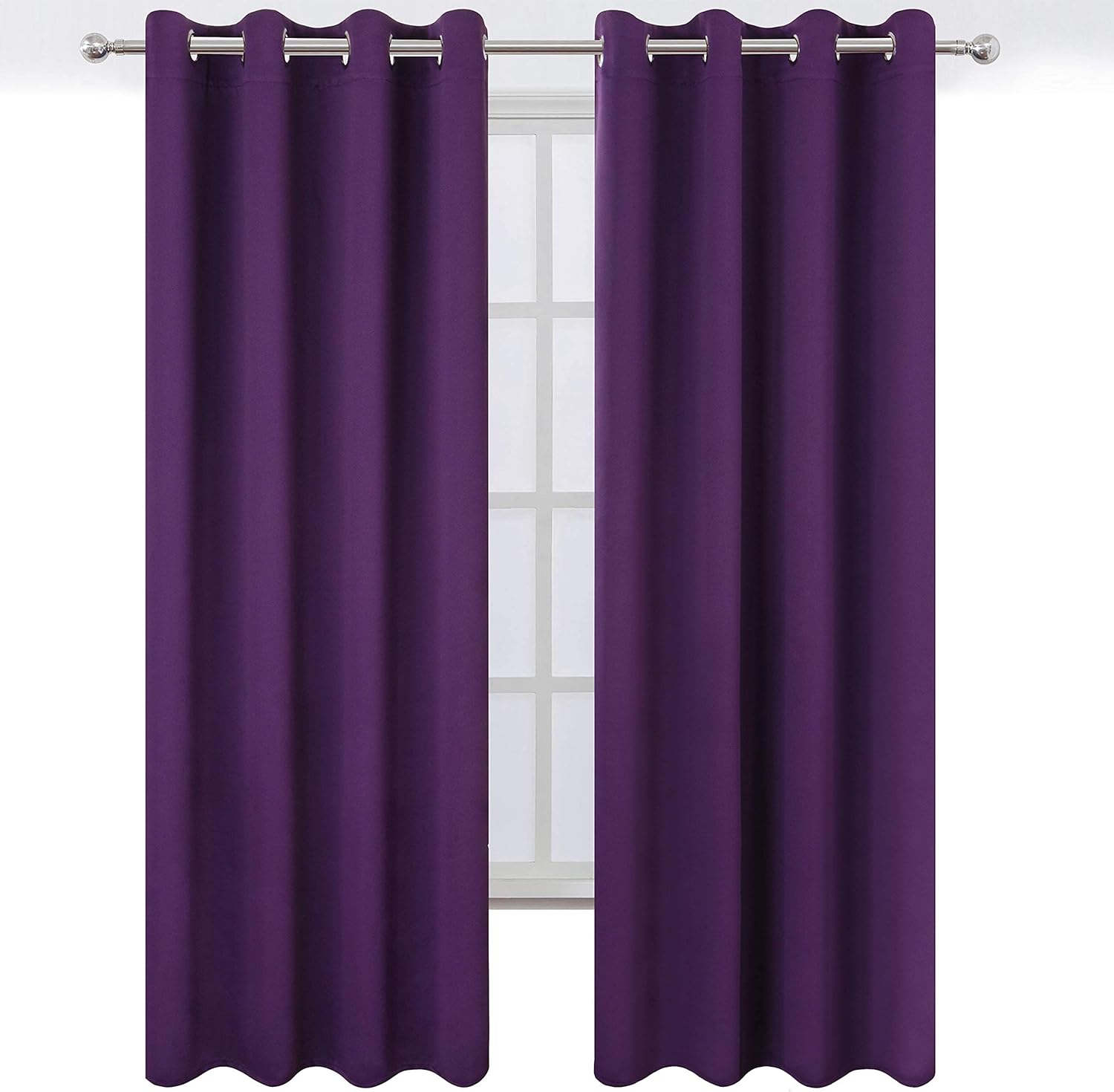 Lemomo Purple Blackout Curtains 52 x 84 Inch Length/Set of 2 Curtain Panels/Thermal Insulated Room Darkening Curtains for Bedroom 84 Inch s…