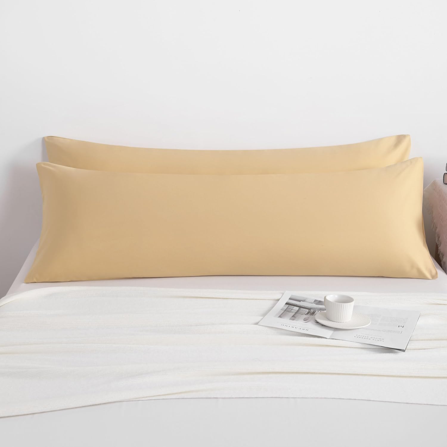 Ntbay 2 Pack Body Pillowcase, 20x54 inches, Light Taupe, Soft, Wrinkle, Fade Resistant, Envelope Closure, Microfiber, 2 Pillowcases, Set of…