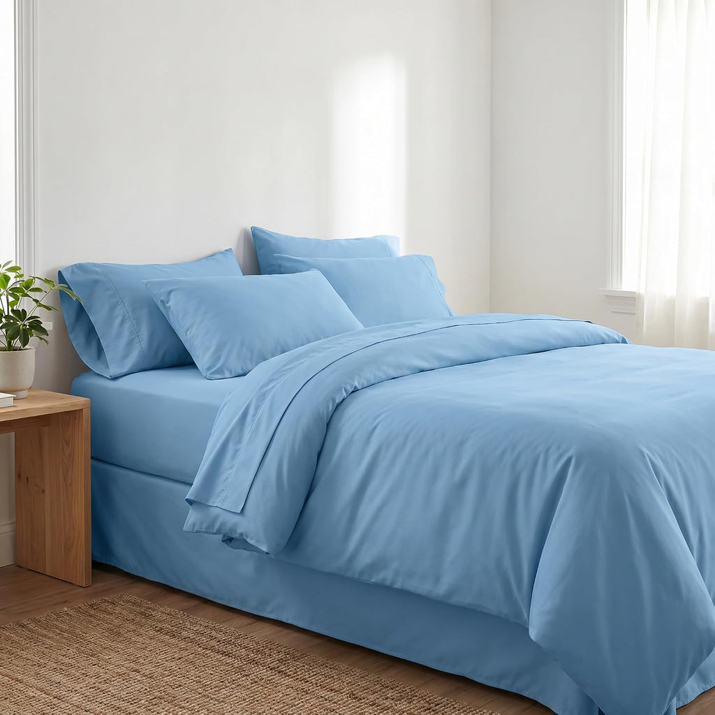 Perupima Peru Pima 415 Thread Count Percal King Sheet Set - 100% Peruvian Pima Cotton, 4 Piece (Flat, Fitted, 2 Pillowcases) - Cooling, Cri…