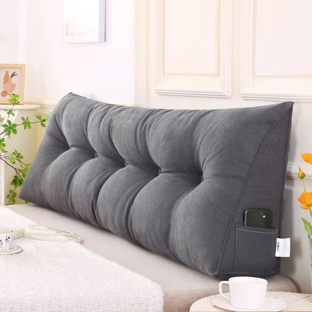 SAMTY Triangular Queen Size Wedge Pillow headboard for Couch Large headboard Pillow with Removable Cover Back Rest Pillows for Sitting up…