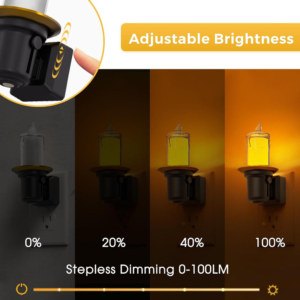 L LOHAS LED Night Light, 2Pack Transparent Candle Night Lights Plug into Wall, Amber Nightlight with Light Sensor, Flameless Fake…