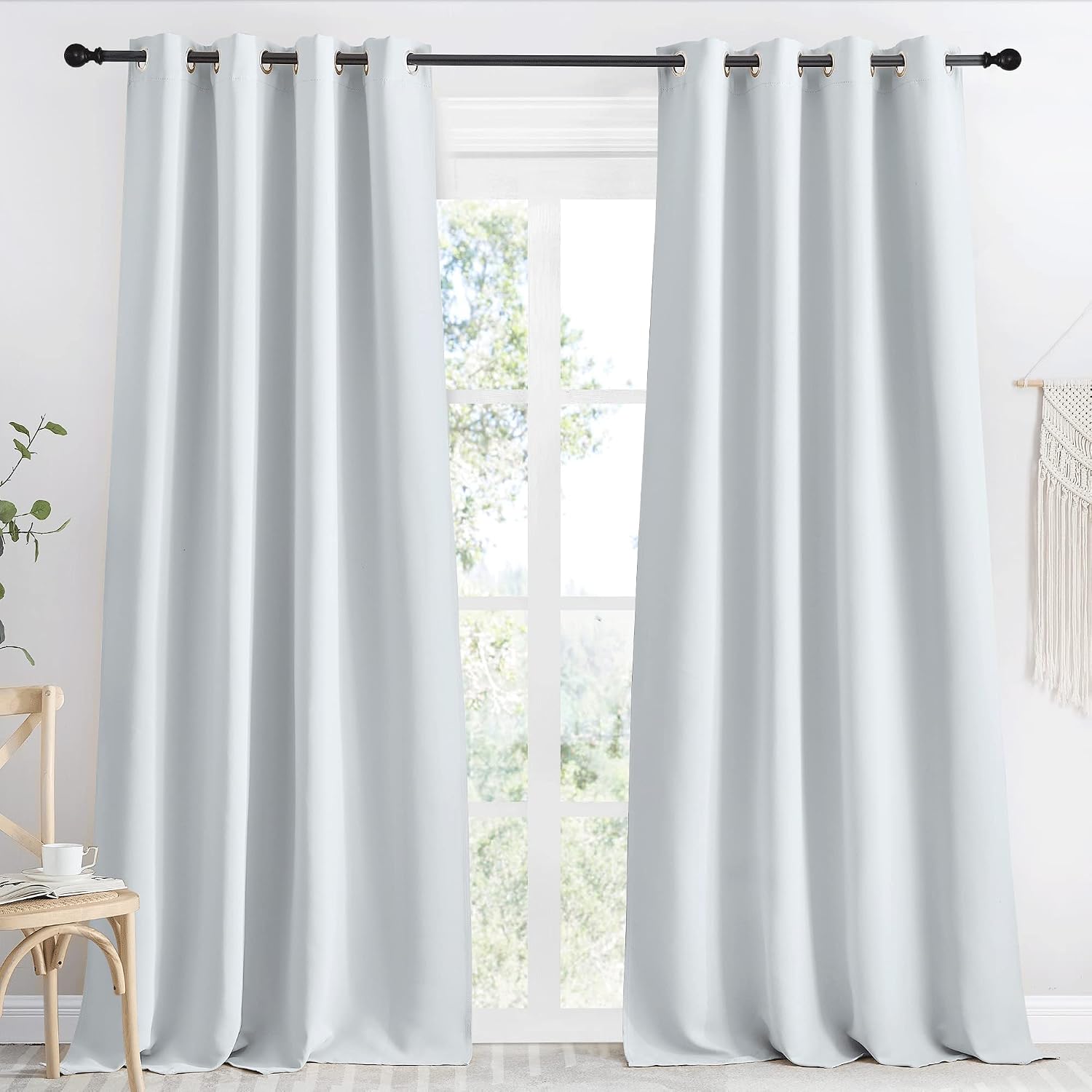 NICETOWN Room Darkening Window Curtain Panel, 55x96 inches, 1 Pack, Cloud Grey Color, Solid Thermal Insulated Blind Privacy Drape for…