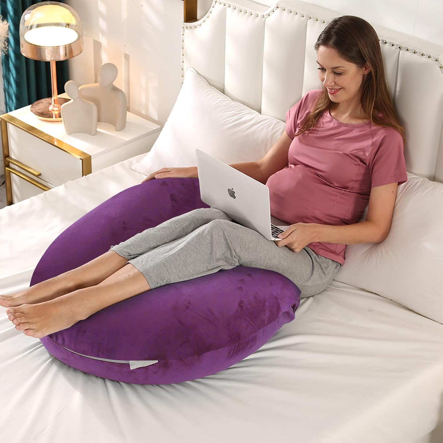 BATTOP Pregnancy Pillows for Sleeping, Maternity Body Pillow with Washable Cover, New Mom Gifts for Women, Support for Back, HIPS, Legs, Belly…