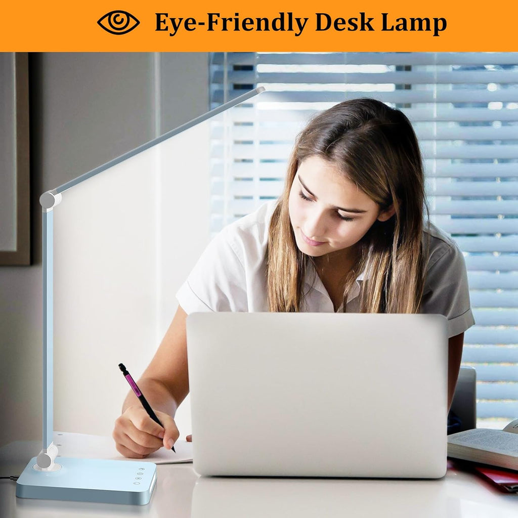 LED Desk Lamp with USB Ports, Touch Desk Lamps for Home Office with 5 Color Modes,3 Brightness Desk Light with Small Night Light, Reading…