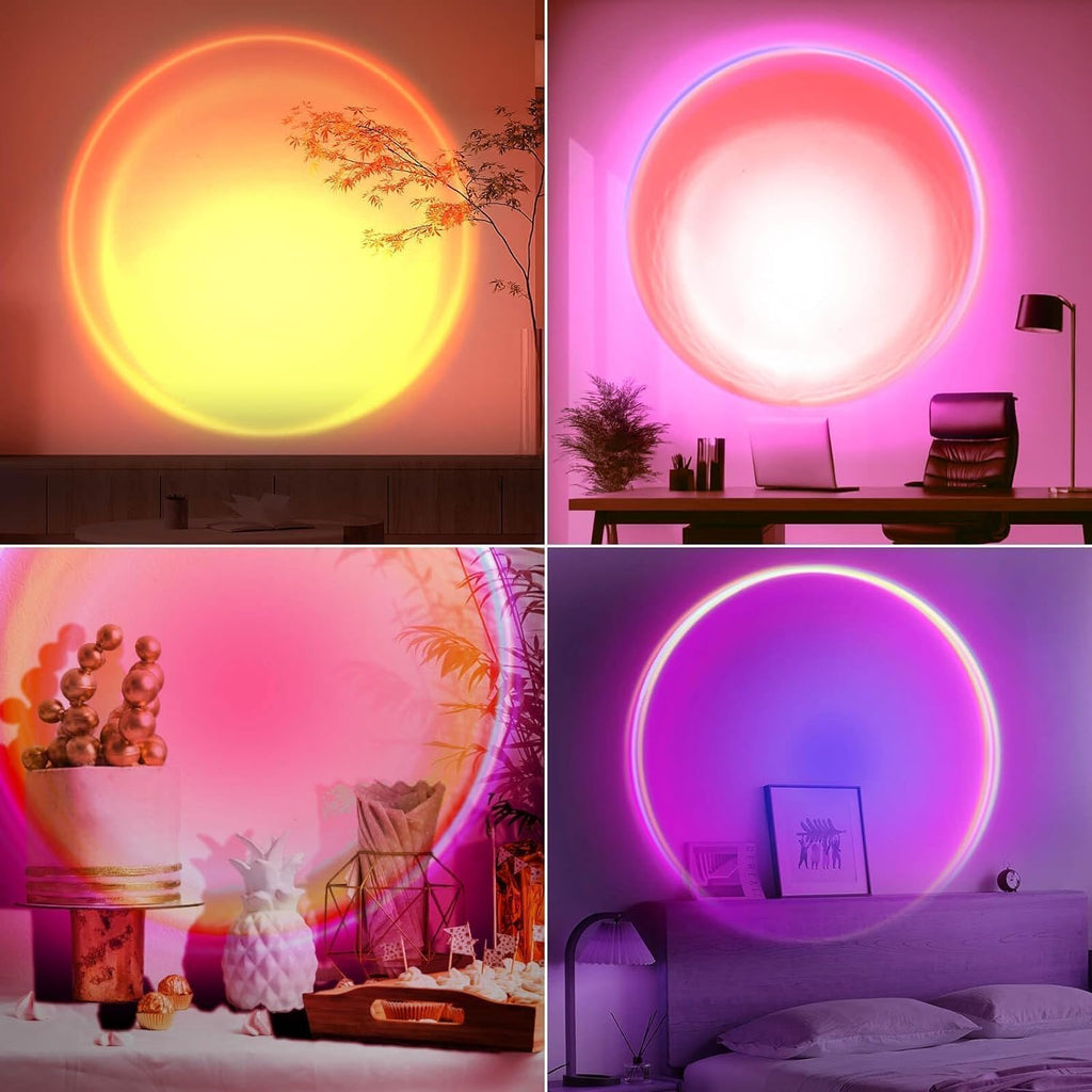 Sunset Lamp Projection, Sunset Night Light Rainbow Projector 180° 16 Color Changing 4 Modes, Vlog, Photography, Decorative, Party Decor…