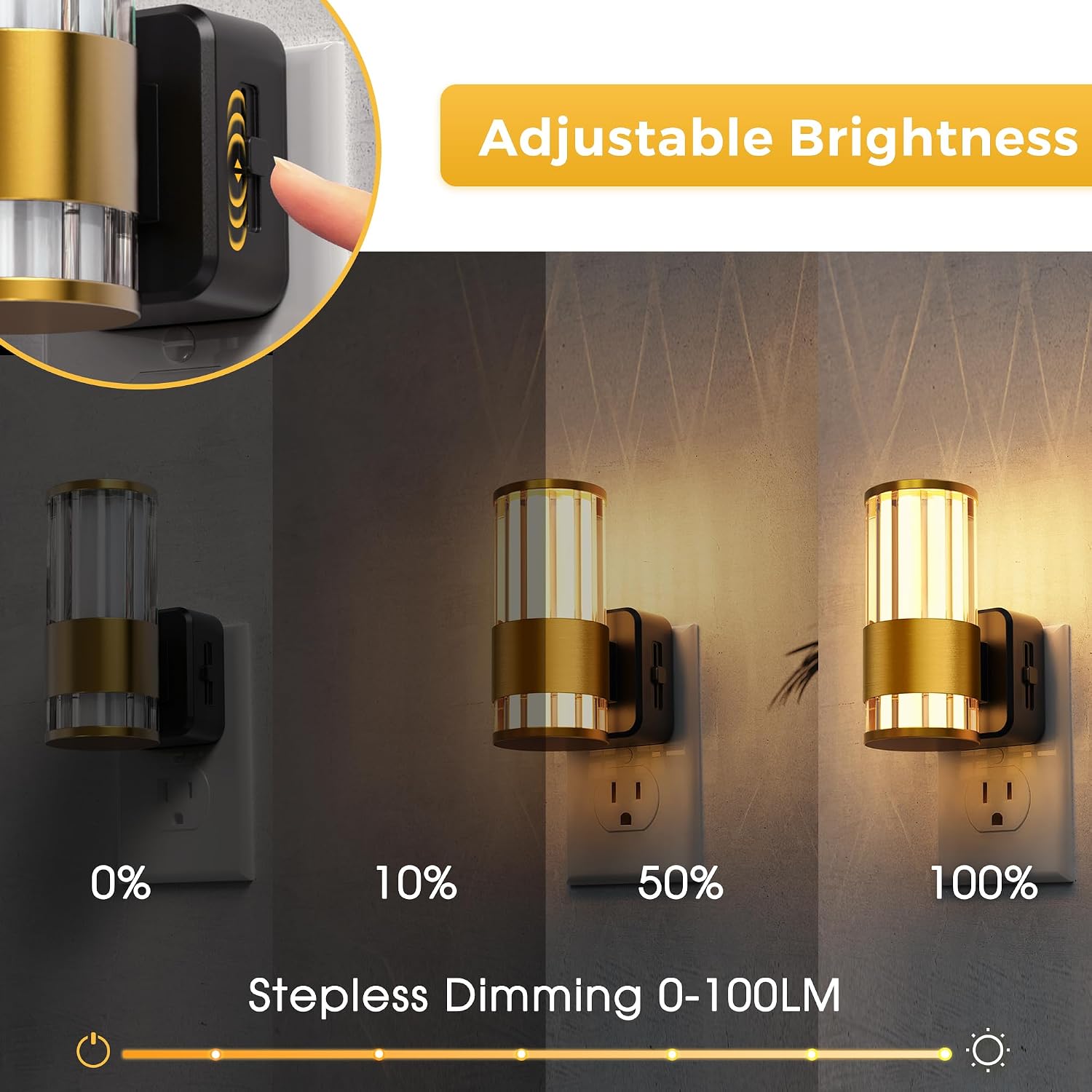 L LOHAS LED Night Light, Automatic Night Lights Plug into Wall, 0-100LM Adjustable Brightness LED Night Light, Dimmable Night Lights Plug…