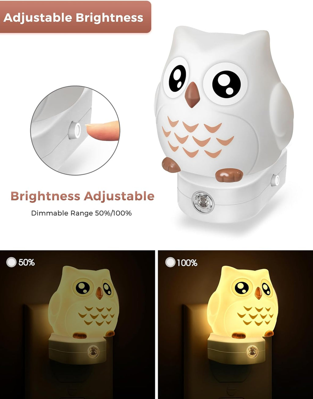 L LOHAS LED Owl Night Light for Kids, 3D Owl Night Light Plug in Wall, Dusk to Dawn Sensor, 8-Color Changing+Soft White 3000K, 3 Lighting…