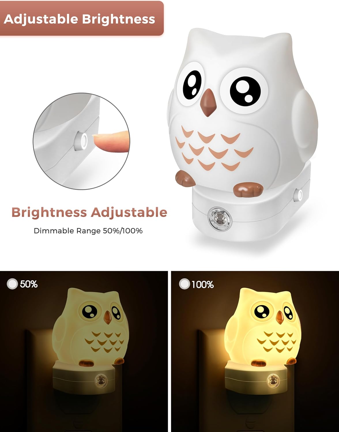 L LOHAS LED Owl Night Light for Kids, 3D Owl Night Light Plug in Wall, Dusk to Dawn Sensor, 8-Color Changing+Soft White 3000K, 3 Lighting…