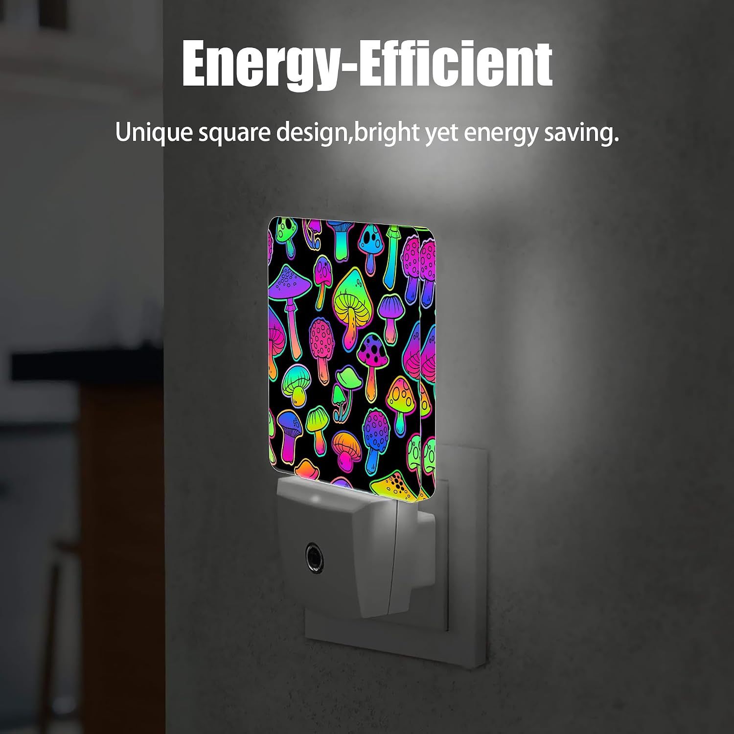 Bright Psychedelic Colors Mushrooms Night Light Plug in Wall Lamp Smart Dusk to Dawn Sensor for Home Decorative, Kids Room Bedroom…