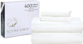 Royalelinens Royale Linen 400 Thread Count 100% American Grown Cotton 4 Piece Sateen Queen Sheet Set - 1 Fitted Sheet, 1 Flat Sheet, 2 Pill…