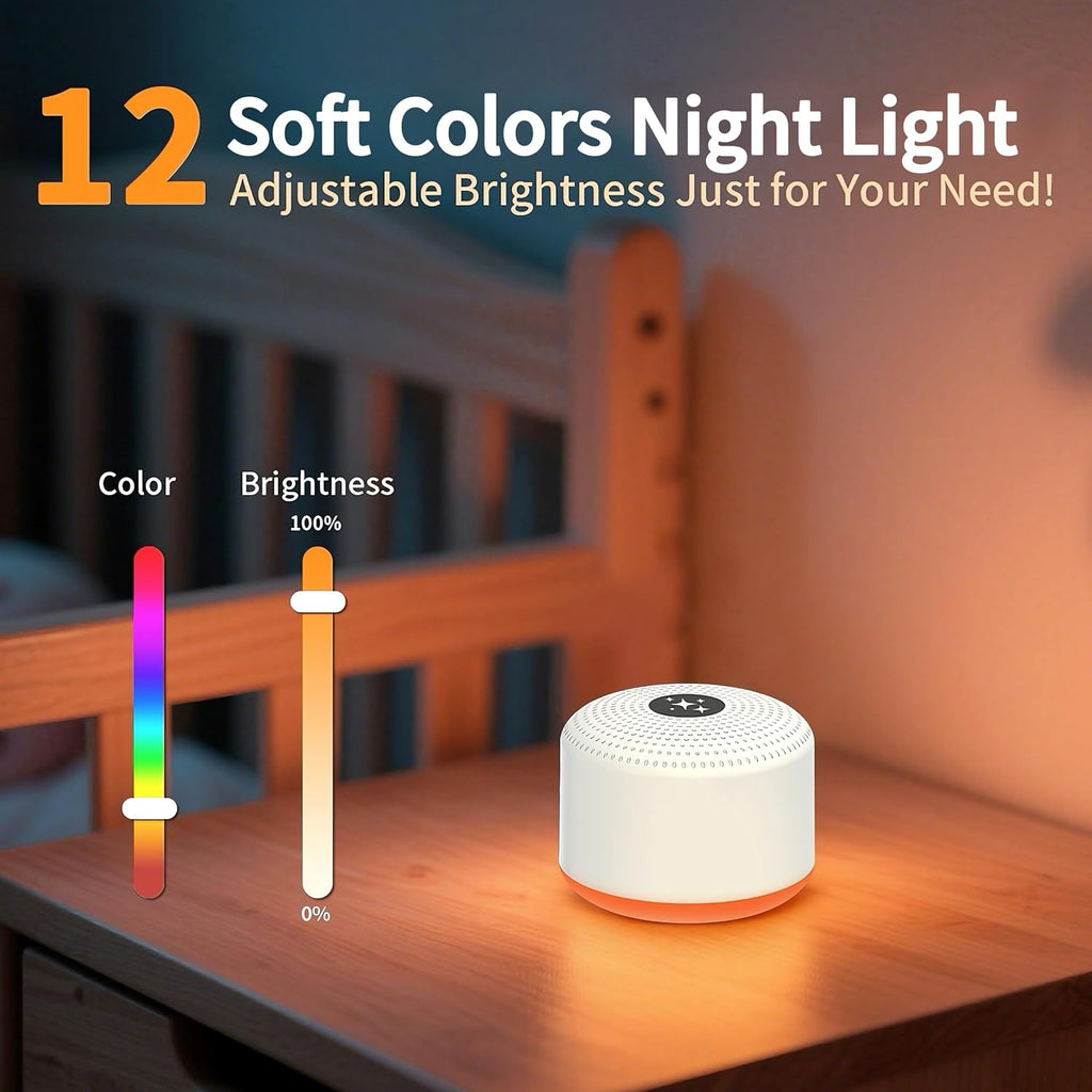 Soothing Sounds White Noise Machine Portable Sleep Machines with 30 Relaxing Sounds 12 Color Options 5 Adjustable Brightness 32 Volume…