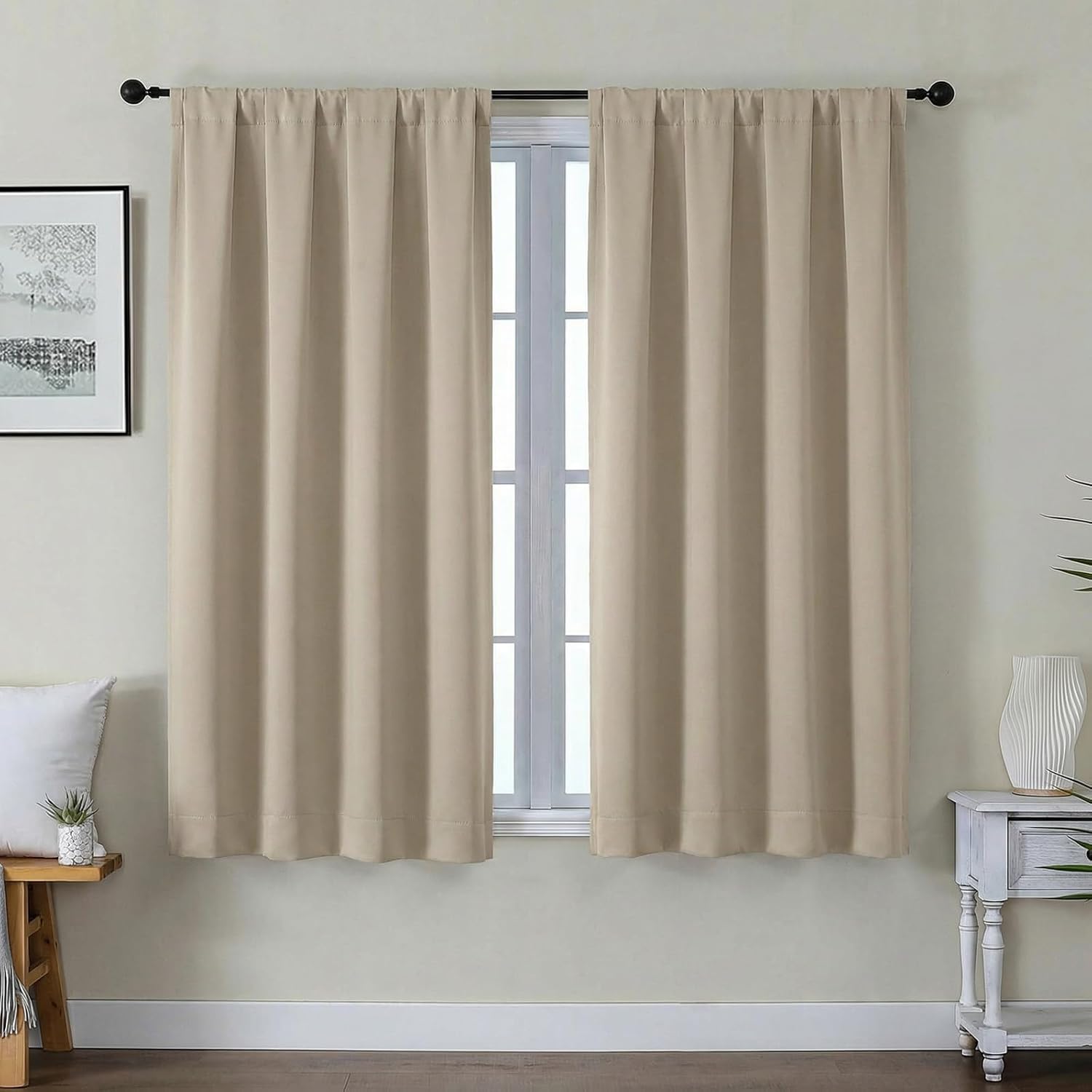 Gwine Blackout Curtains for Bedroom 54 Inches Long - Thermal Insulated Noise Reducing Window Curtain Panels, Room Darkening Curtain…