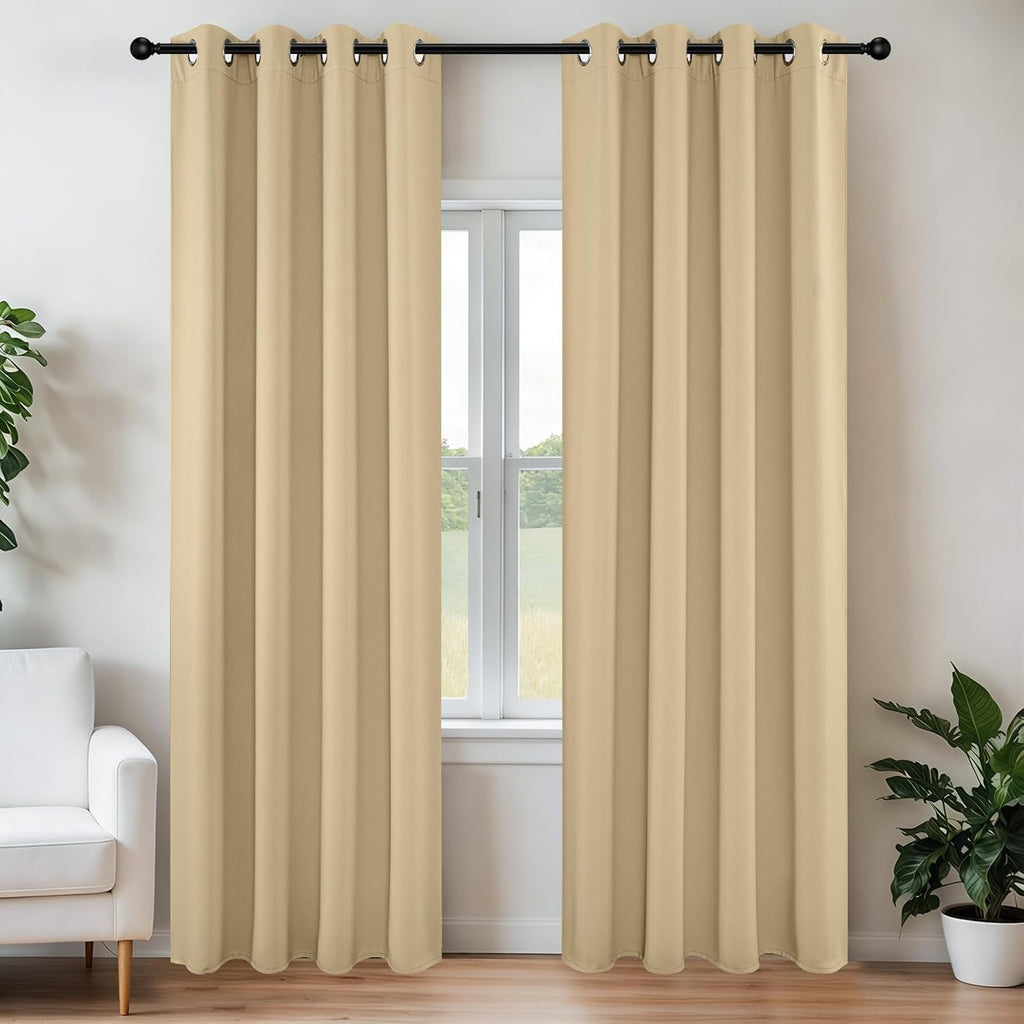 Joydeco Blackout Curtains 84 inches Long 2 Panels Set, Thermal Insulated Long Curtains & Drapes 2 Burg, Room Darkening Grommet Drapes for B…