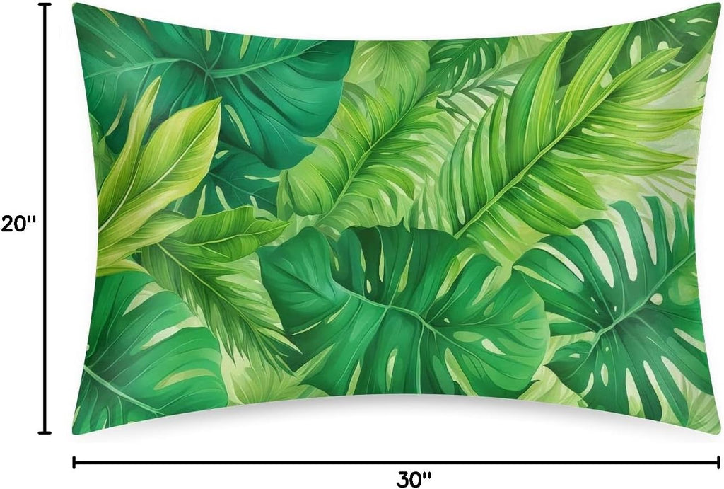 Palm Leaf Summer Beach Satin Silk Pillowcase for Hair and Skin Pillow Cases Queen Size Soft Silk Pillow Case with Envelope Closure Print…