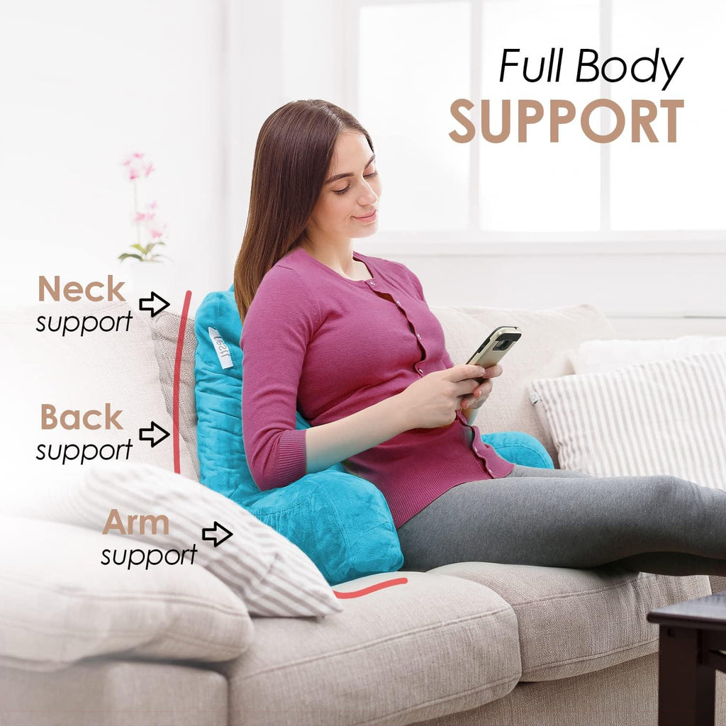 Nestl Reading Pillow with Shredded Memory Foam, Designed for Sitting Up in Bed and Couch, Back and Arms Adjustable Support for Adult &…