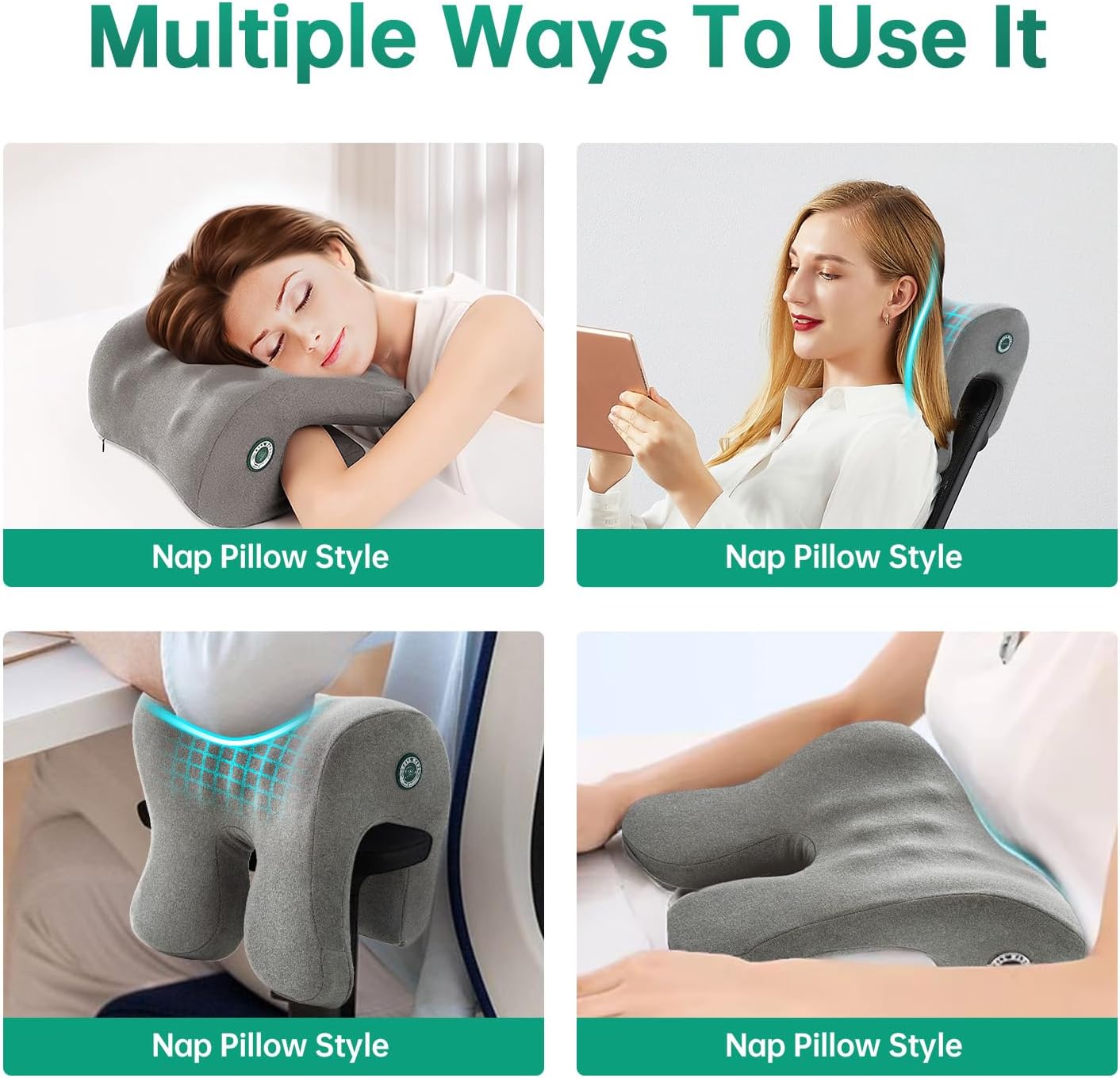 MOONYOOY Office Chair Headrest Pillow Attachment & Desk Nap Cushion, Memory Foam Neck Support with U-Shape Hanger Design for Office…