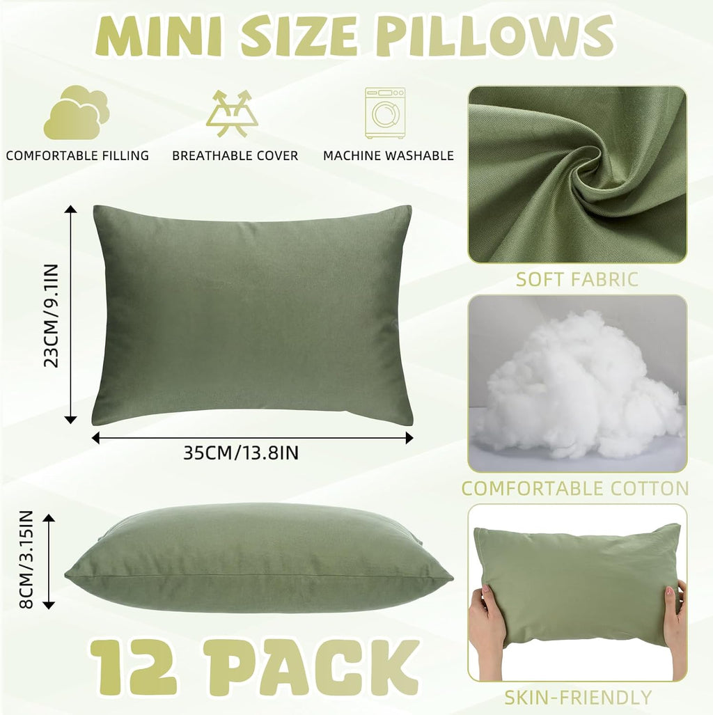 Kigley 12 Pack Mini Pillows for Daycare 9.1 x 13.8'' Small Travel Pillow Bulk Soft Breathable Cotton Pillow for Nap Travel Pet Neck…
