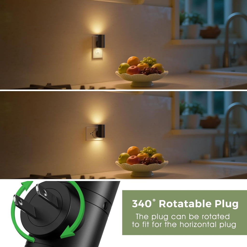 L LOHAS LED Night Light, Night Lights Plug into Wall, Light Sensor, 2 Level Brightness, Soft White 3000K, Mini Rotating Nightlight Plug…