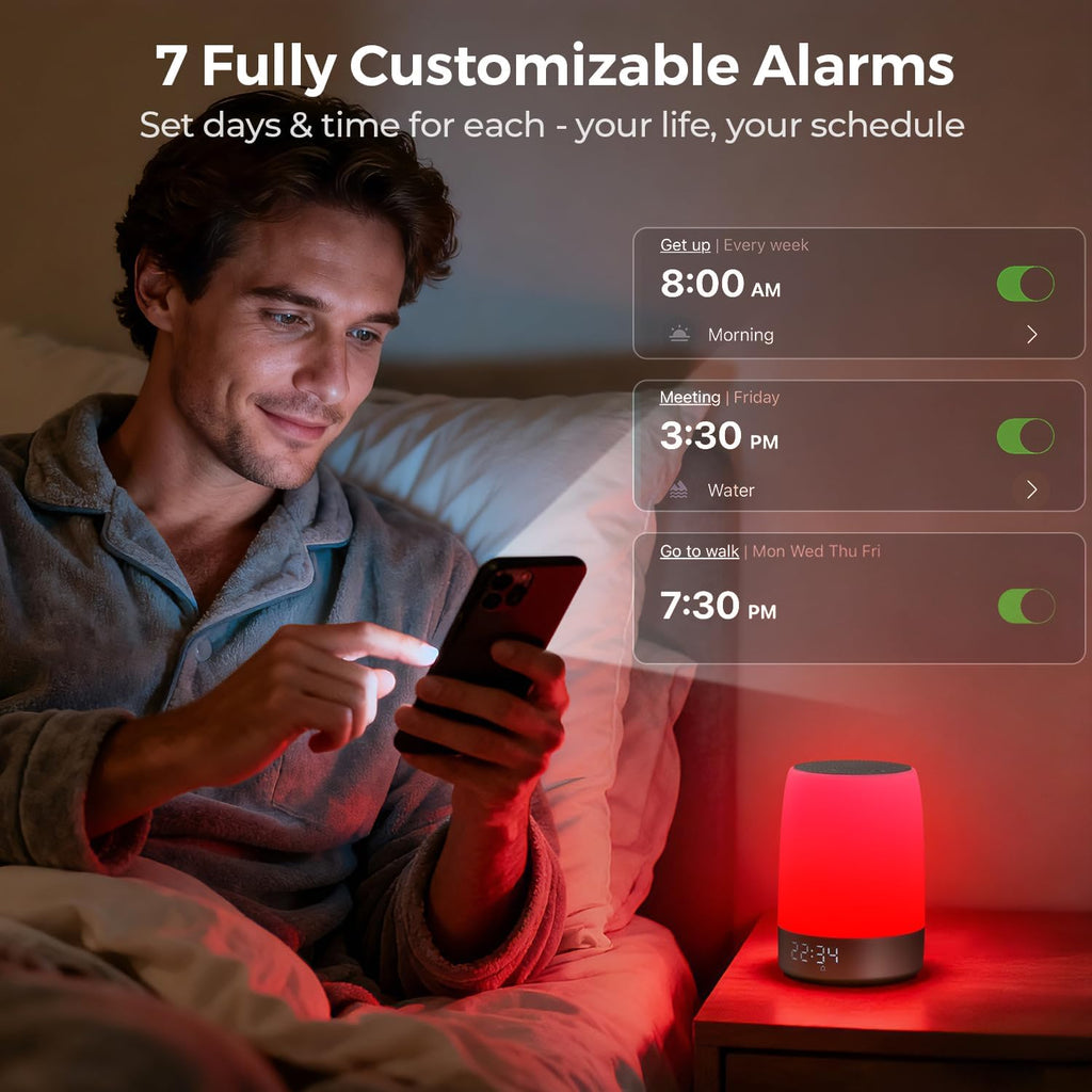 Uptimus Smart Red Light relaxation Lamp & Sleep Sound Machine for Bedroom with Alarm Clock, 32 White Noises Sound Machine, Night Light…