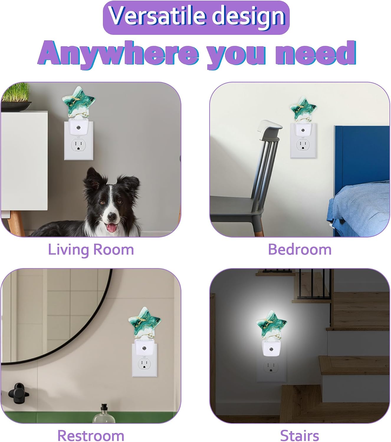 Green Gold Marble Night Lights Plug Into Wall Decorative, Modern Abstract Sleep Friendly Lamp, Energy Efficient Dusk-to-Dawn Sensor…