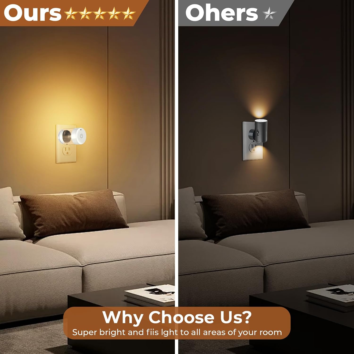 TSEXES 2 Pack LED Night Light Plug into Wall, 3000K/4000K/5000K Adjustable Color Temperature, Touch Control Dimmable Nightlight, Built-in…