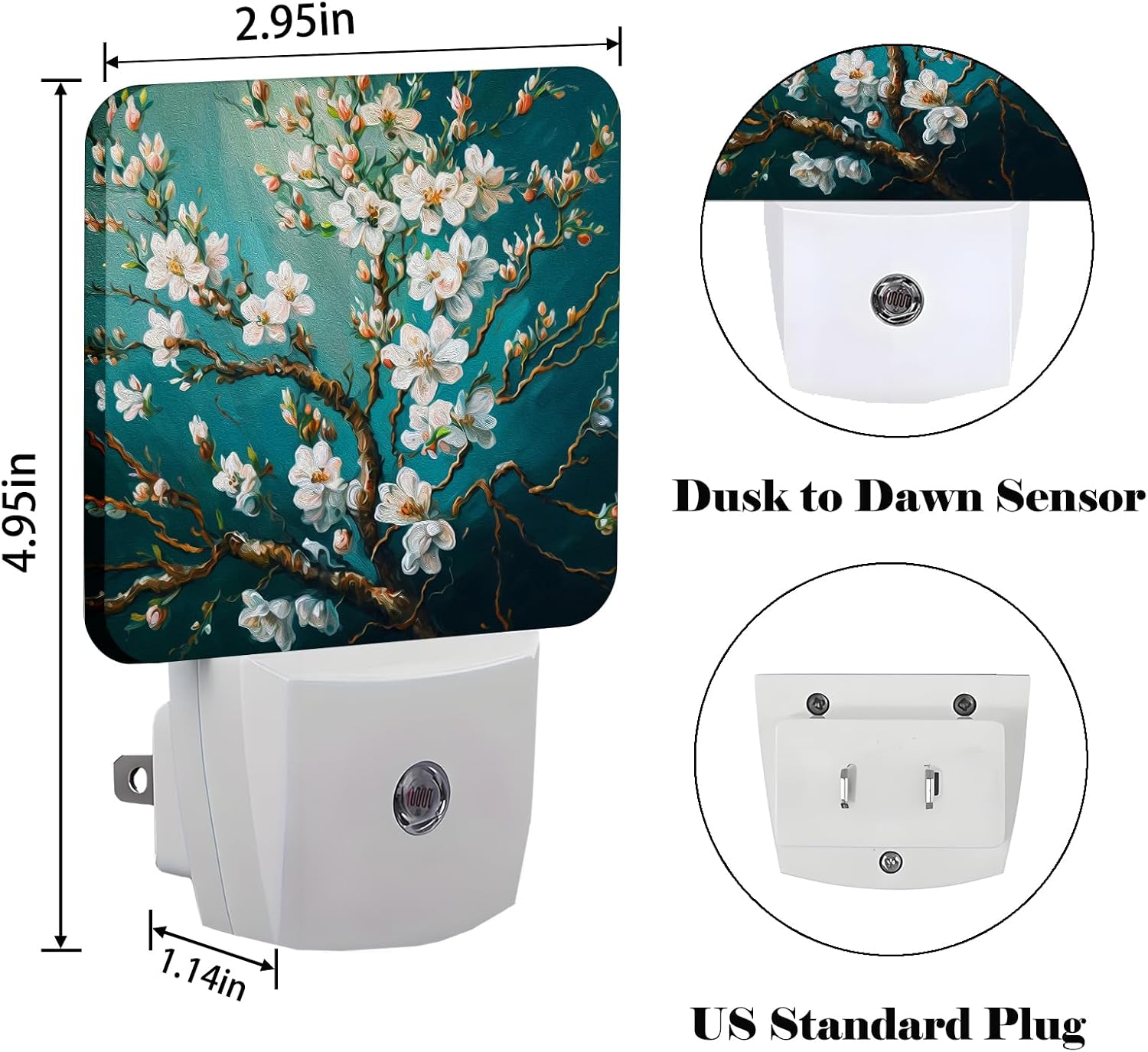 Blossoming Almond Tree Night Light, Plug-in Nightlights Auto Sensor Night Lamp Dusk to Dawn Lamp Home Decor for Nursery Children Girls Boys