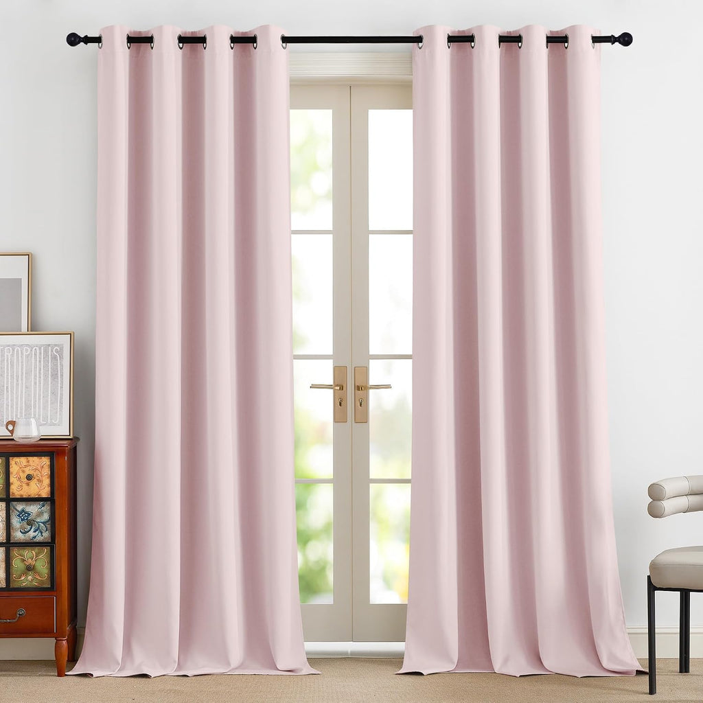 NICETOWN 100% Blackout Nursery Curtains 96 Inches Long, Thermal Insulated Window Drapes Room Darkening Curtains for Baby Bedroom with…