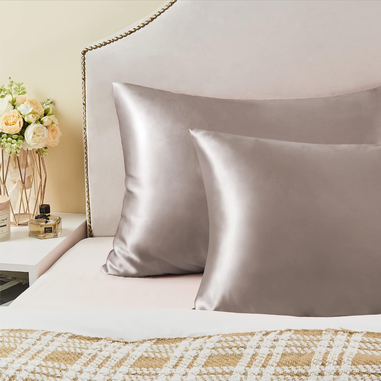 Bedelite Satin Pillowcase for Hair and Skin, Super Soft and Cooling Similar to Silk Pillow Cases 2 Pack with Envelope Closure, Gift for Wom…