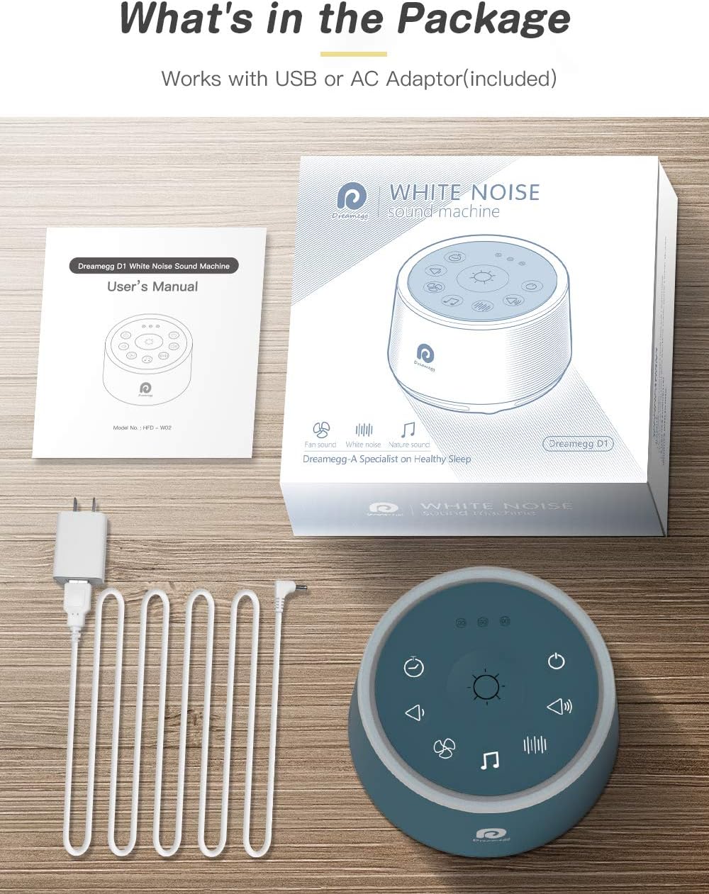 Dreamegg D1 Sound Machine - White Noise Machine with Baby Night Light for Sleeping, High Fidelity Sounds, Timer & Memory Feature, Sound…