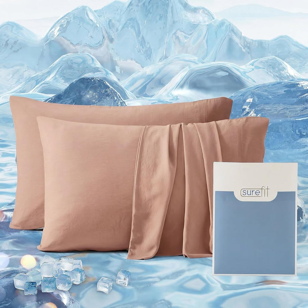 Surefit Washed Ultra-Chill Cooling Pillowcase Set of 2 for Hot Sleepers, Crisp and Silky Pillow Cover with Envelope Closure, King…