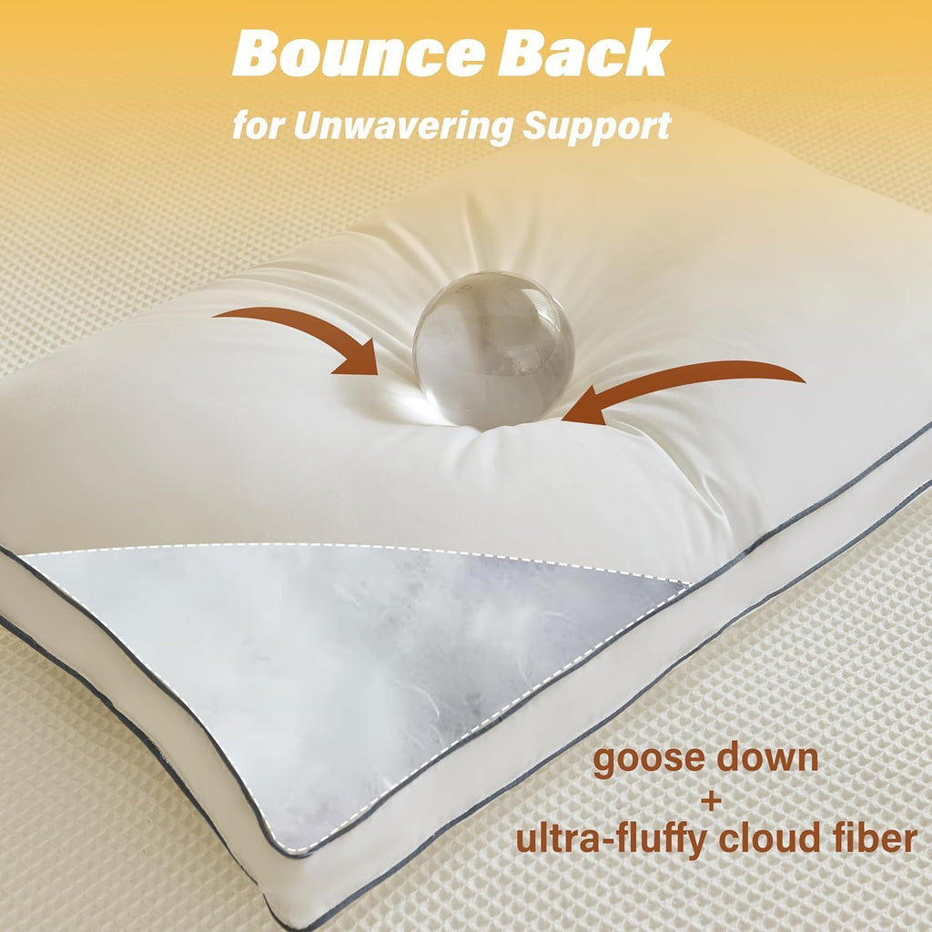 InspireCrafter Goose Down Pillows for Neck Pain - Perfect Balance of Softness and Support, Relief for Side and Back Sleepers, Hotel Down Pil…