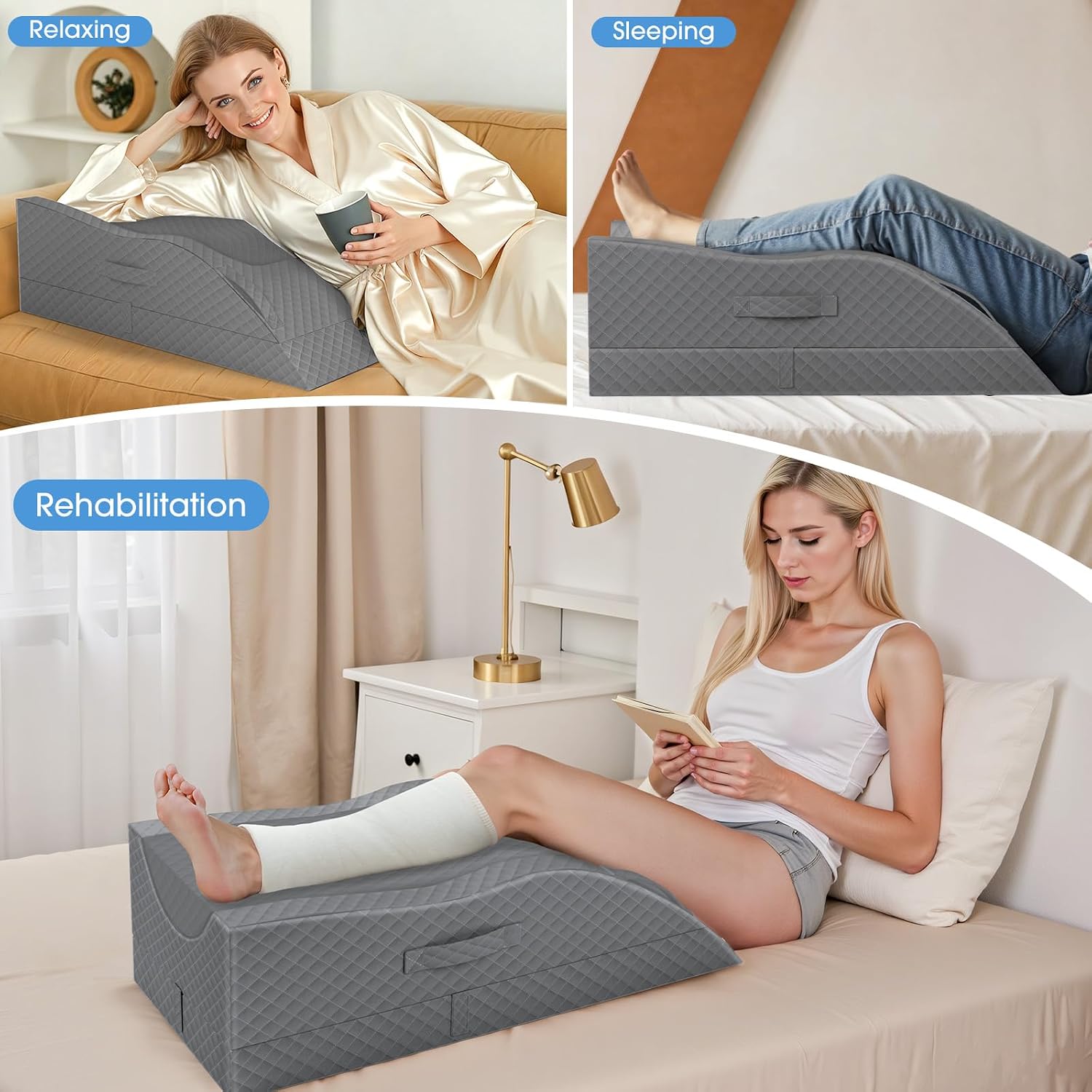 TranquilRelax TranquilRelax Leg Pillow, Leg Elevation Pillow with Pad and Memory Foam, Height Adjustable Bolster Pillow for Legs, Le…