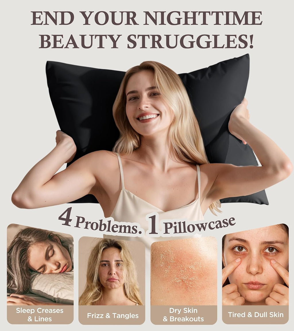 Rifens Instant Chill Cooling Pillowcase for Hot Sleepers, 2% HA Infused Pillowcase Hydrates Skin & Hair, Reduces Wrinkles & Frizz, Softer T…