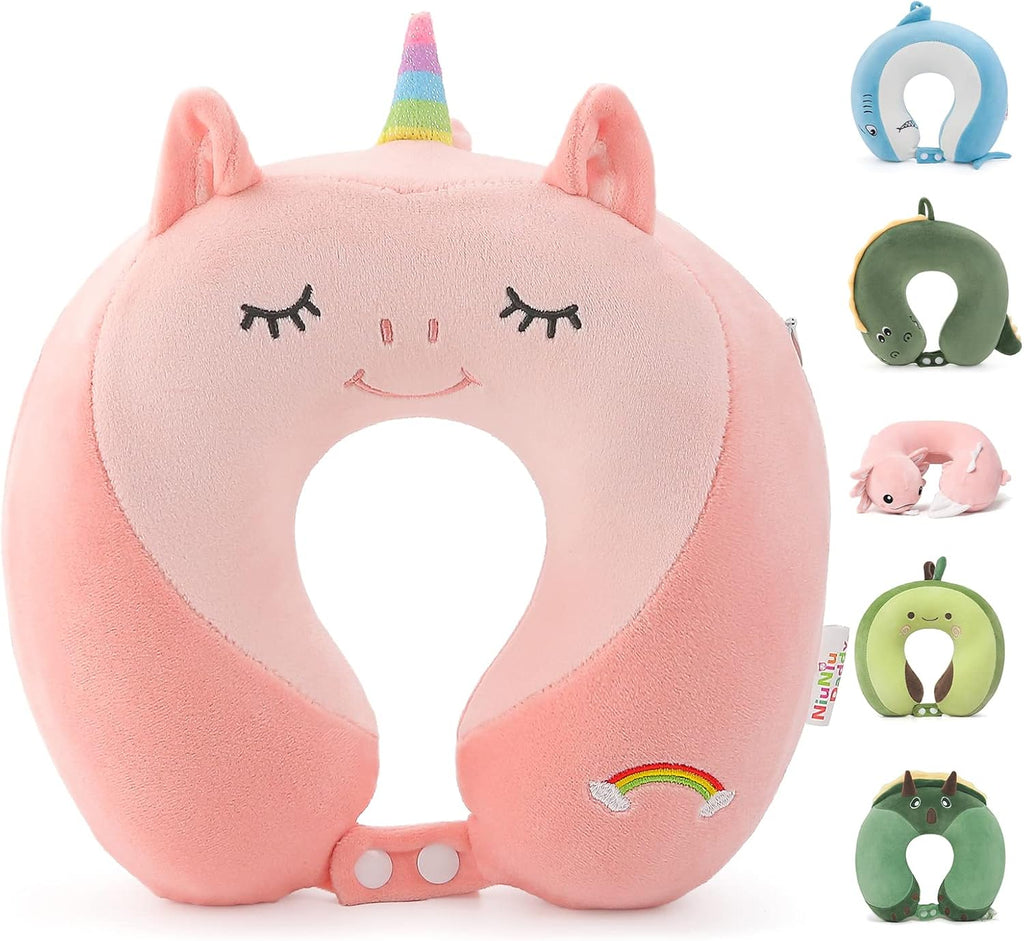NiuniuDaddy Niuniu Daddy Unicorn Kids Travel Pillows for 3-8 Y/O, Travel Essentials for Road Trip Long Flight, Soft Memory Foam Neck Pillow…