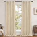 Lamit Beige Velvet Curtains 102 Inch for Living Room, Elegant Thermal Insulated Drapes Noise Reducing Back Tab and Rod Pocket Drapes for Be…