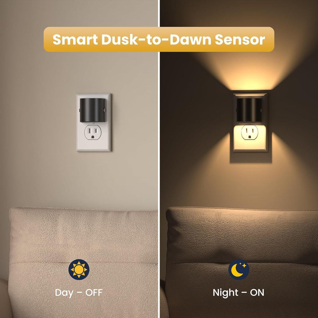 Night Lights Plug into Wall, LED Night Light 2 Pack, Soft Glow Night Lights with Dusk to Dawn Sensor, 3-Level Dimmable Nightlight, Up &…