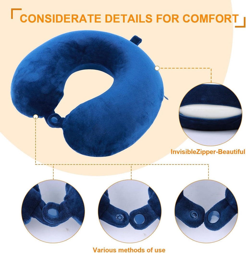 Travel Pillow,100% Pure Memory Foam U Shaped Neck Pillow, Super Lightweight Portable Headrest Great for Airplane, Car, Home, Office, Sleeping…