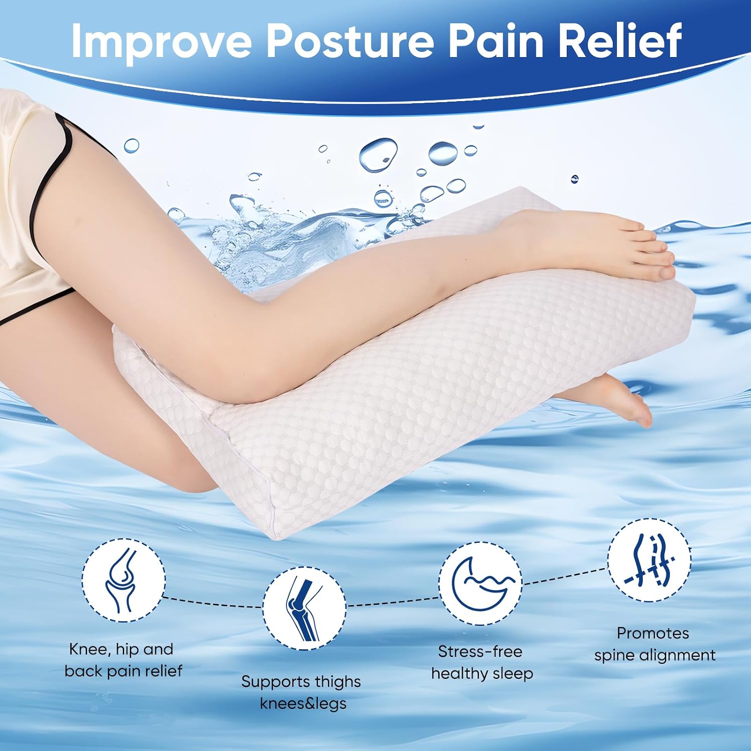 Cooling Knee Pillow for Side Sleeper, 3"Leg Pillow for Side Sleeping, 100% Cooling Fabric Pillow for Between Knees While Sleeping - High…