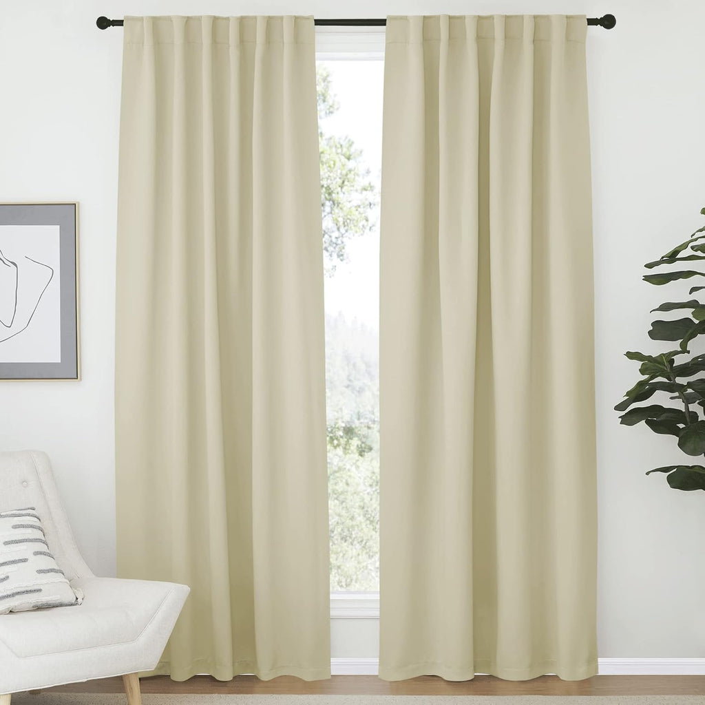 Nicetown Living Room Room Darkening Curtains, Soft and Smooth Fabric Draperies and Panels, Privacy Energy Smart Curtains for Patio Door (Be…