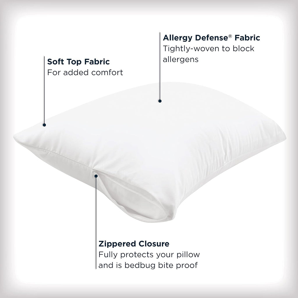 Set of 4 King AllerEase Pillow Protectors - Moisture Wicking, Advanced Allergy Protection - Premium Polyester, Zippered Protectors,(Pack of 2)