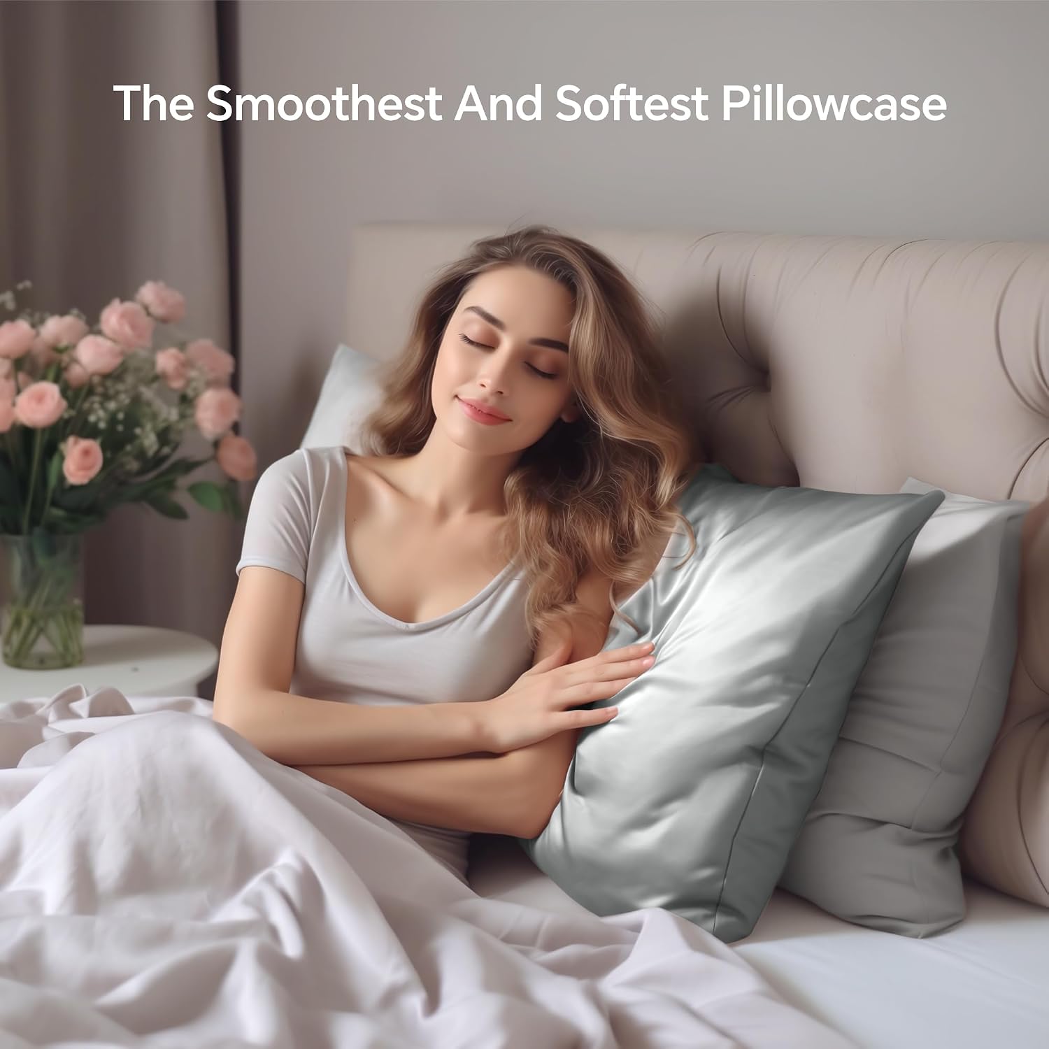Infiixso Silk Pillow Cases 2 Pack Standard Size, Ultra Smooth & Soft Mulberry Silk Pillow Case for Hair and Skin, Breathable Cooling Silk P…