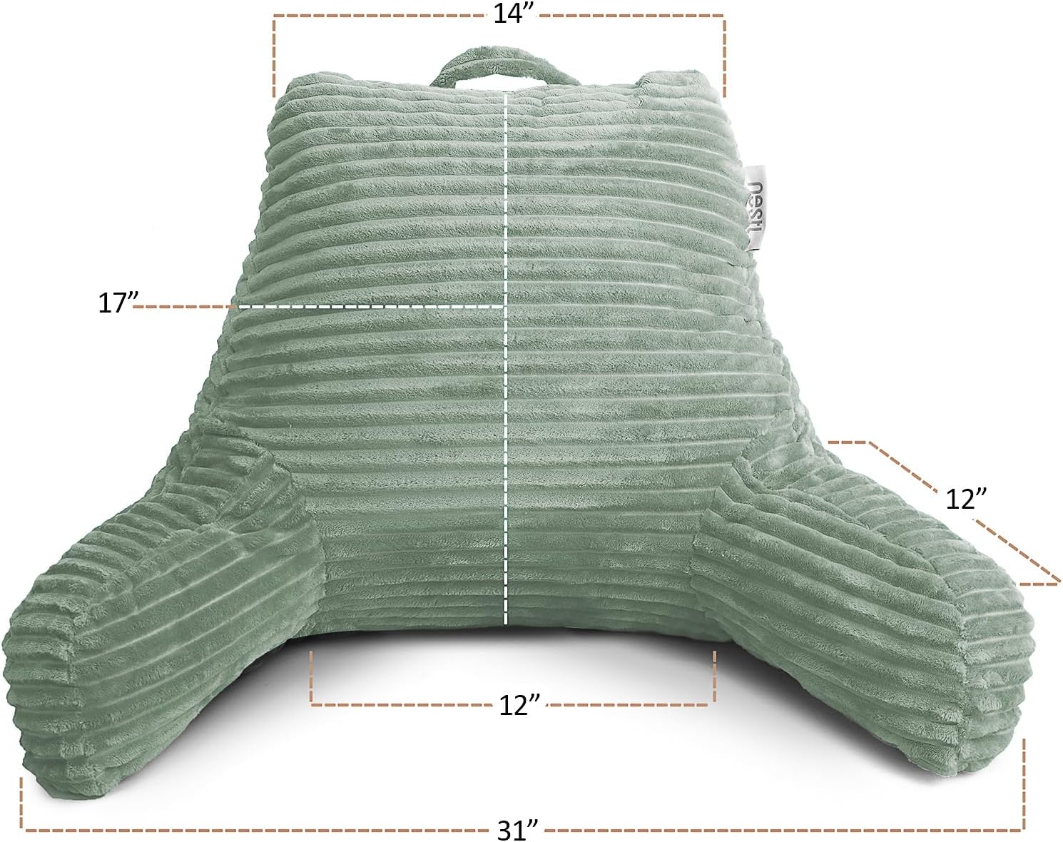 Nestl Reading Pillow with Shredded Memory Foam, Luxe Cut Plush Back Pillow for Sitting Up in Bed, Back and Arms Adjustable Support for…