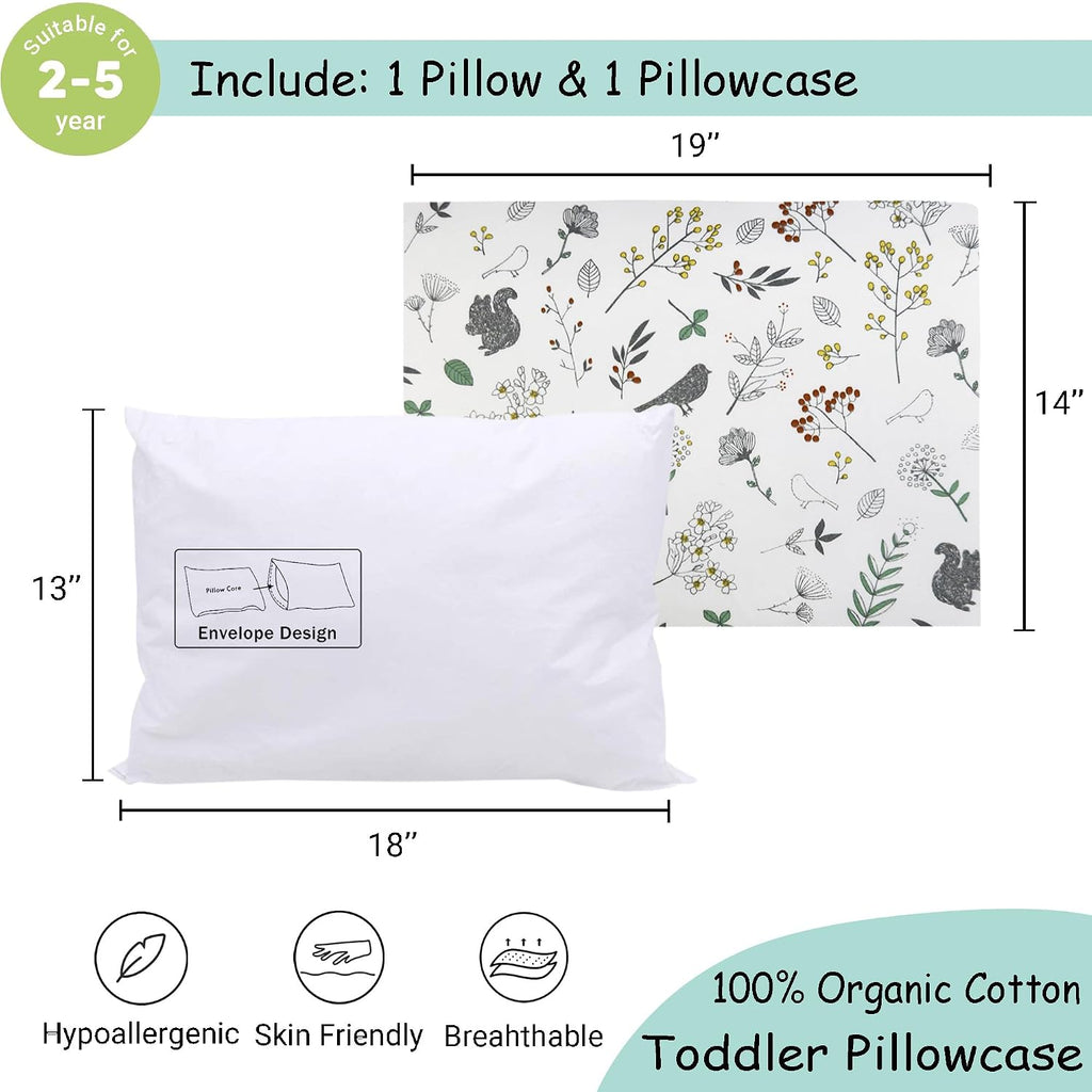 ZPECC-ABrandThatHasBeenFocusedOnBeddingFor20Years ZPECC Toddler Pillow with Pillowcase - 13x18 Organic Cotton Hypoallergenic Kids Pillow, B…