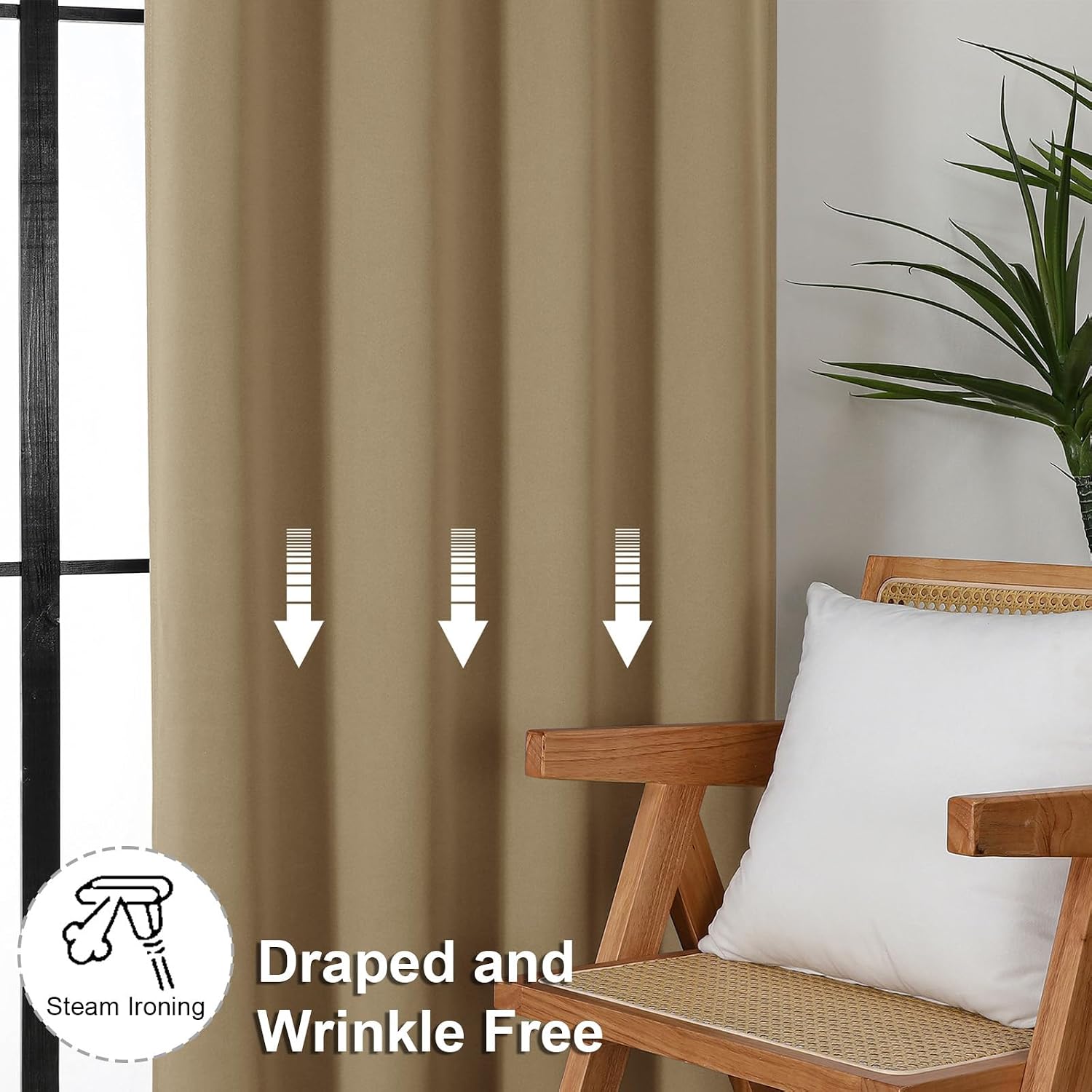 Simplebrand Ava Blackout Curtains for Patio 108 Inches Long 2 Panels Set, Solid Thermal Insulated Room Darkening Rod Pocket Window Treatmen…