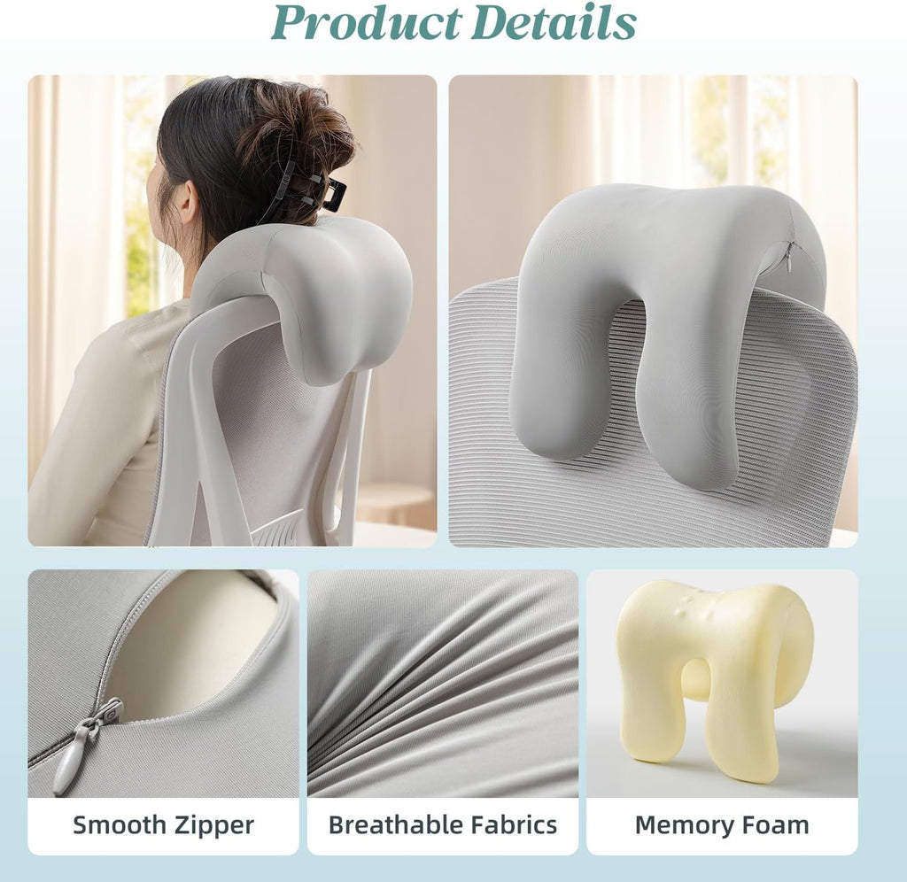 SheRest Office Chair Neck Pillow, Memory Foam Ergonomic Nap Pillow Office Chair Headrest Accessory, Neck Support Pillow Ideal for Office…