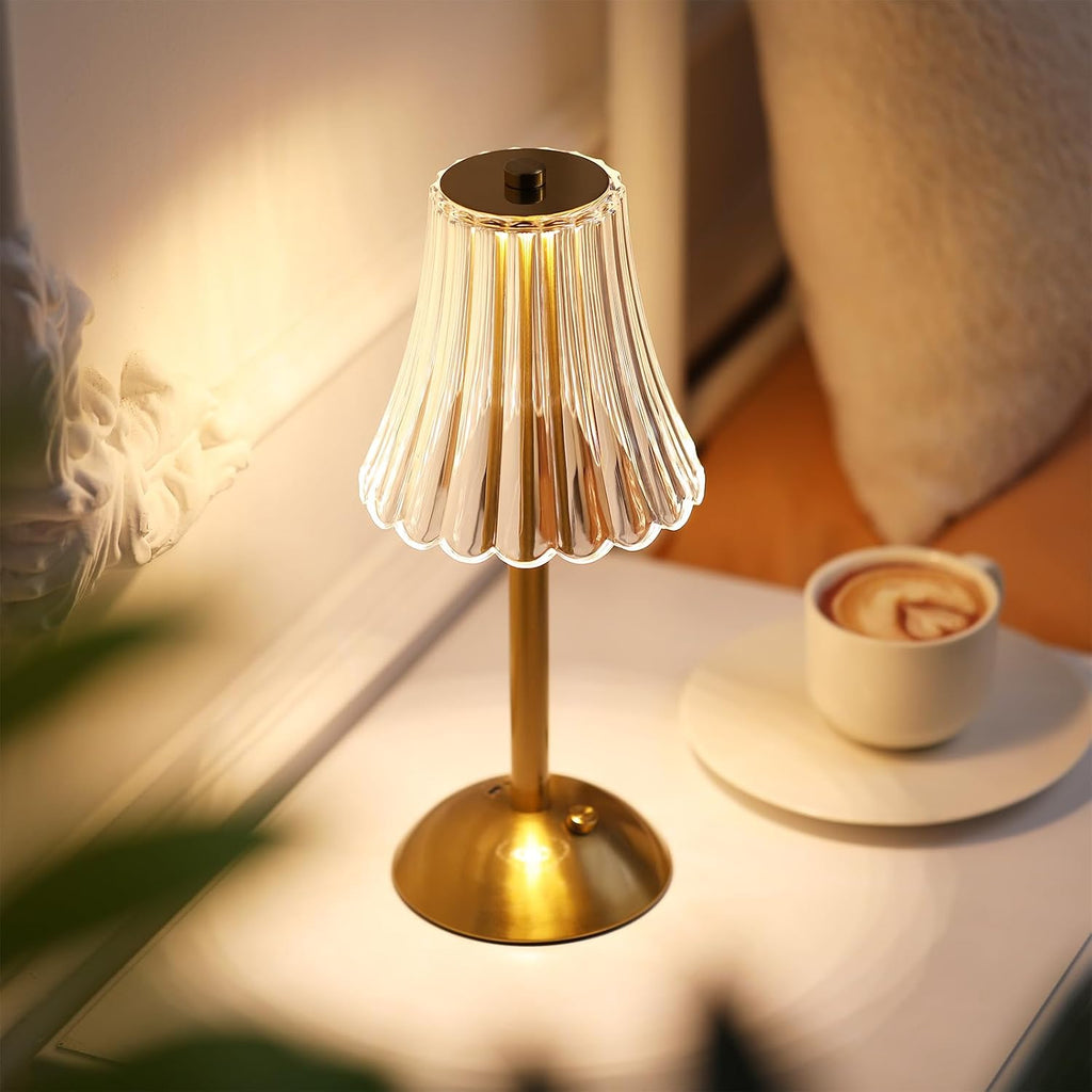 Liliful 1 Pcs Cordless Table Lamp Rechargeable Touch LED Small Gold Portable Battery Operated USB-c Desk Lamp 3 Color Dimmable for…