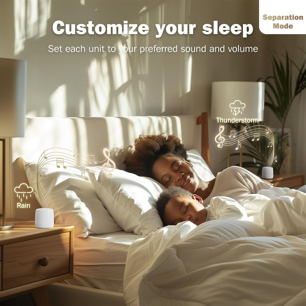 Paussion 2-Pack Sync Stereo, Paussion Portable Mini Noise White Sleep Sound Machine for Adults Kids Baby 25 Soothing Songs, Auto Timer, Per…